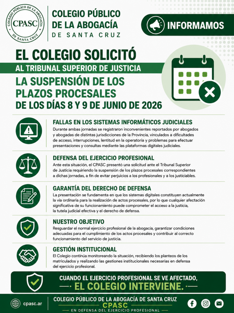 El CPASC solicitó la suspensión de los plazos procesales de los días 8 y 9 de junio solicitud suspension términos