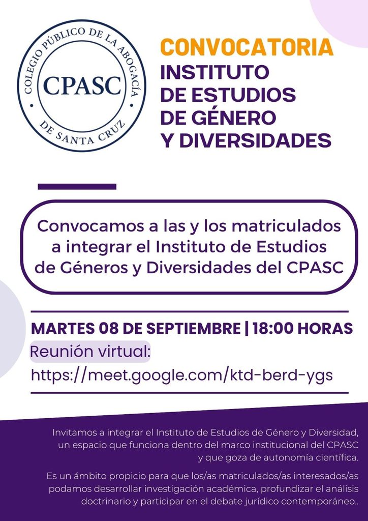 CONVOCATORIA | INSTITUTO DE ESTUDIOS DE GÉNERO Y DIVERSIDADES flyer reunion instituto genero